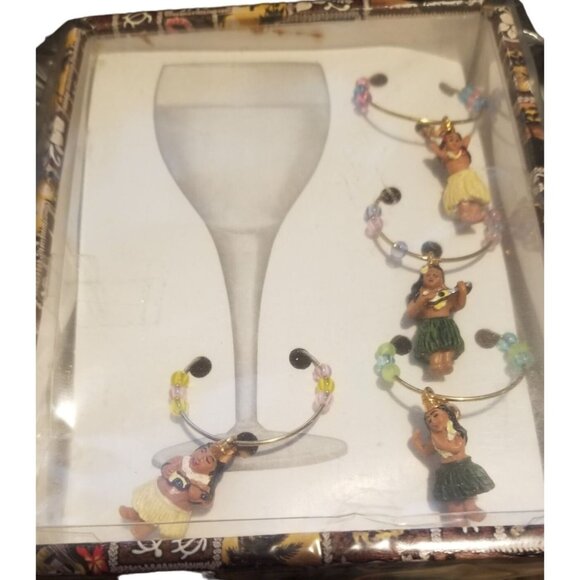 KC Hawaii Wine Charms 4 piece Hula Dancers - Picture 1 of 4